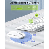 Wireless Keyboard and Mouse Combo - Full Size Slim Thin Wireless Keyboard Mouse with Numeric Keypad 2.4G Stable Connection Adjustable DPI (White & Silver)