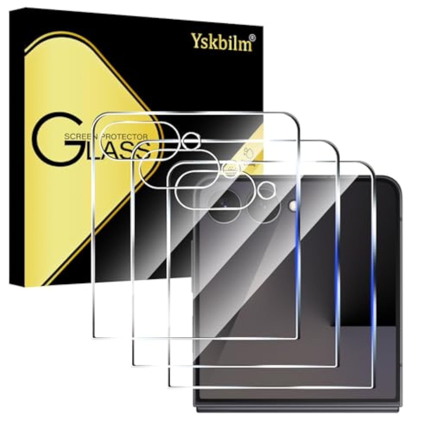 3 Pack Glass Front Screen Protector For Samsung Galaxy Z Flip 7,9H Tempered Glass,Fingerprint Unlock,Anti-Scratch,Bubble Free,Case Friendly
