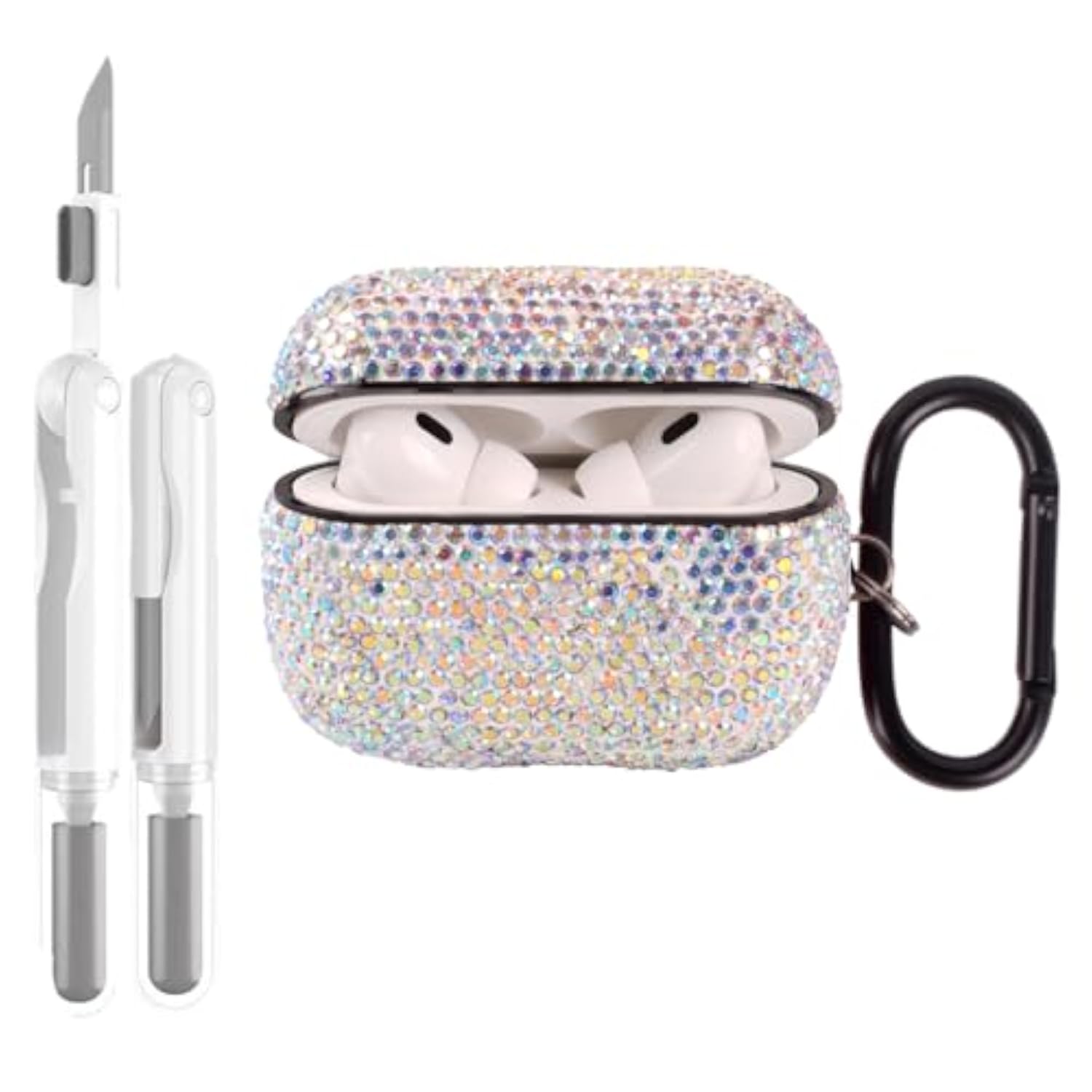 Bling Diamond Protective Case for Apple AirPod Pro 2nd/1st Generation Case for Women Men, Includes AirPods Pro Case Cover with Cleaner Kit, Compatible with AB for Pro
