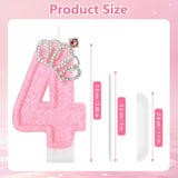 Pink Birthday Candle Crown Number 4 Candles Cake Candle,Pink Birthday Cake Topper Cupcake Decorations Party Decor For Girls And Women Anniversary Celebrations Supplies Favors