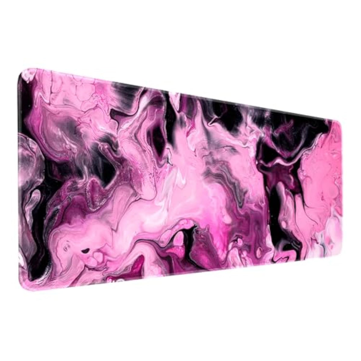 Large Gaming Mousepad 31.5 X 11.8 In Mouse Mat Xl Long Desk Pad Durabla Non-Slip Rubber Surface Stain-Resistant Easy To Clean Pink Black Fluid For Officer And Gamers