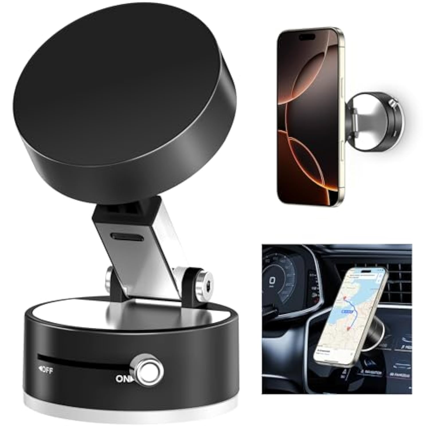 Vacuum Magnetic Suction Phone Holder, Foldable Suction Phone Mount, Magnetic Suction Cup Phone Holder For Iphone 16/15/14/13/12, For Smooth Surfaces Such As Shower, Car, Mirror