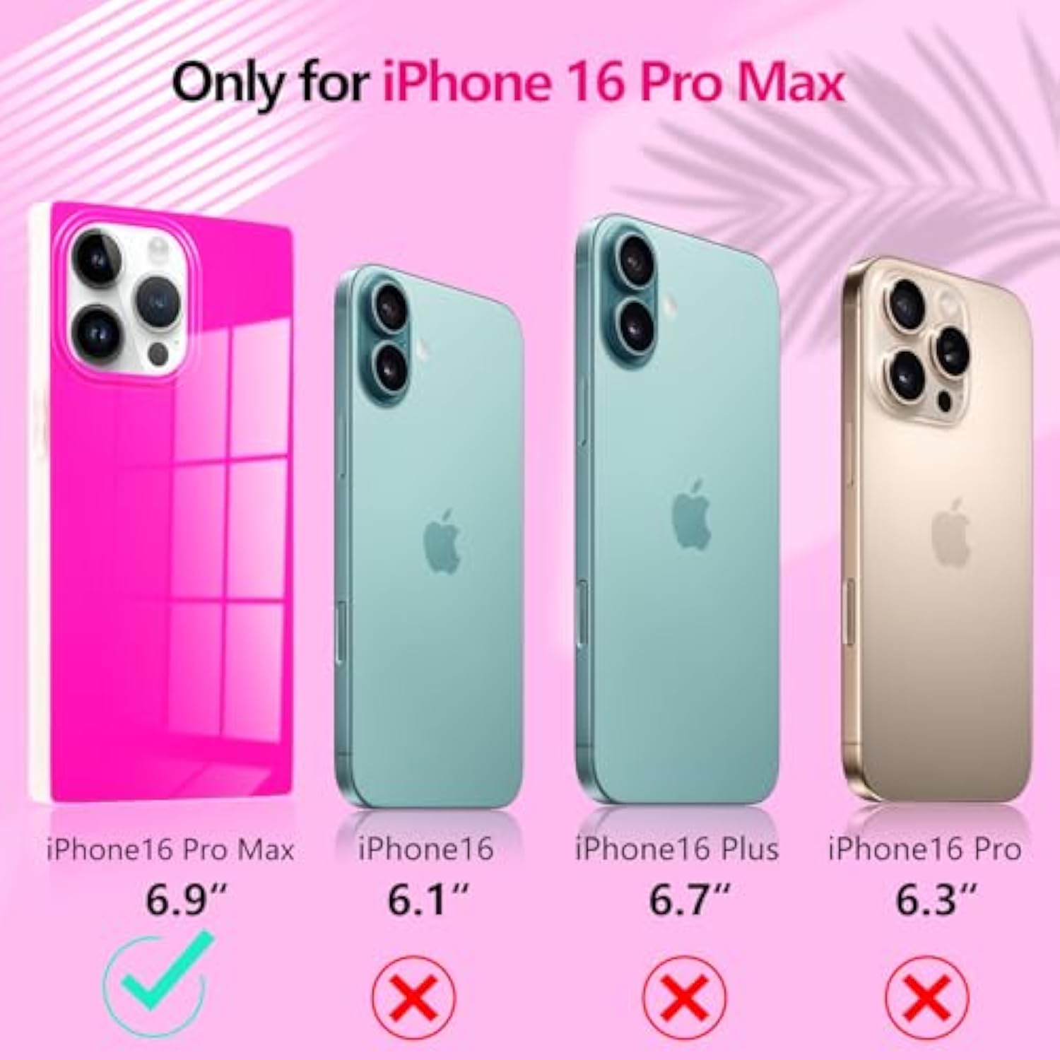 For Iphone 16 Pro Max Case, Bright Neon Trendy Shockproof Phone Case Cover For Women Girls [Never Fade] [Minimalist Aesthetic] [Reinforced Corners Protection] 6.9 Inch, Hot Pink
