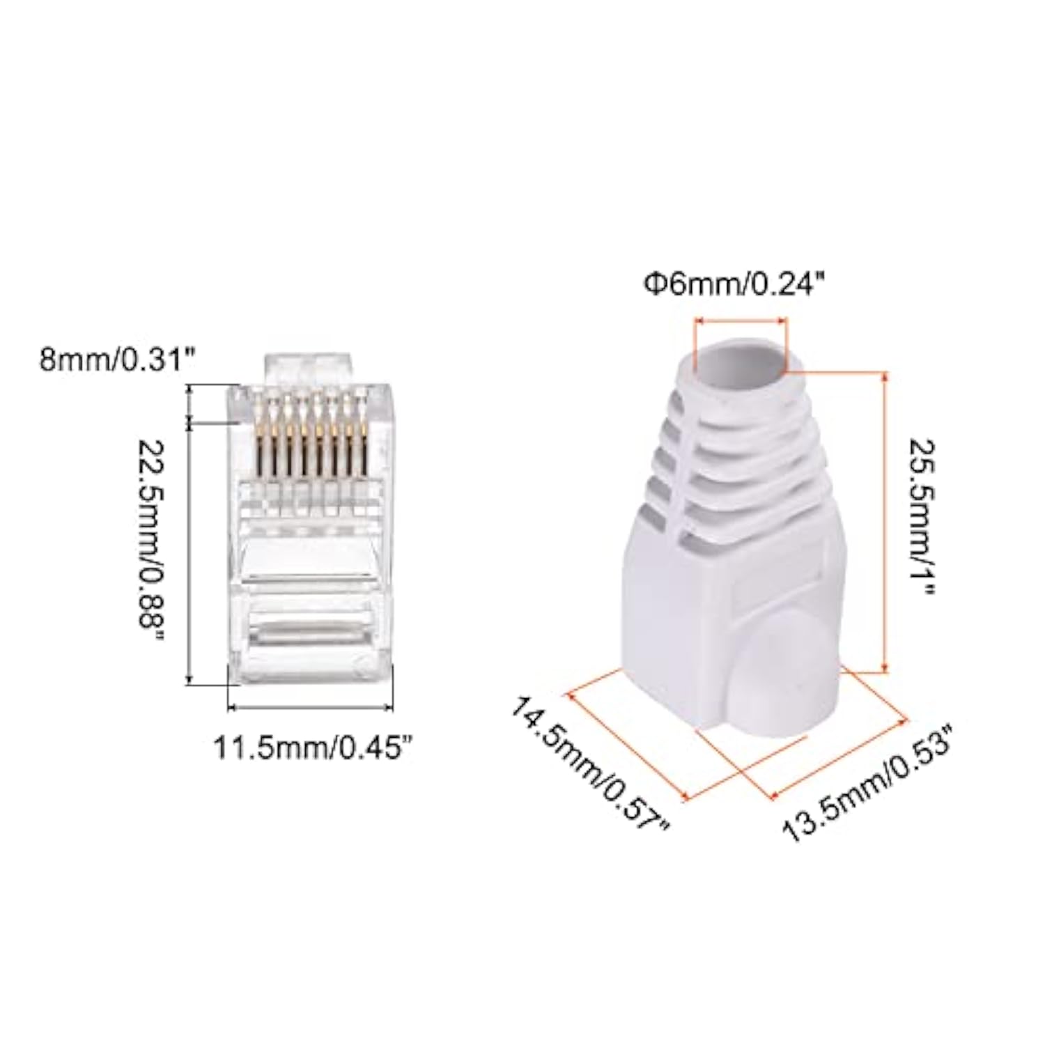 Rj45 Cat6 Connectors Rj45 Ends 8P8C Modular Plug Pass Through Connector With W