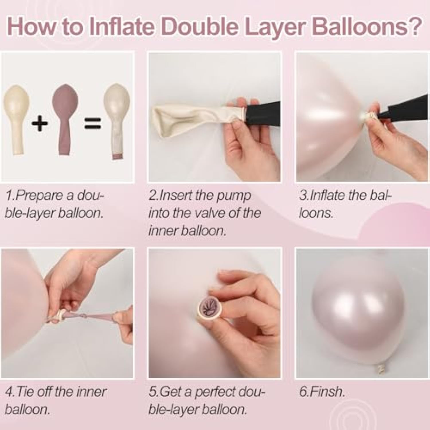 12" Dusty Pink Double-Stuffed Balloons Blush & Pearl Party Decor