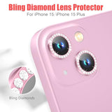 6 Pack iPhone 15 15 Plus Camera Lens Protector Bling Pink 9H Tempered Glass