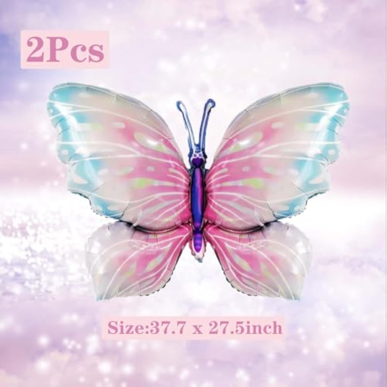 2 Pcs Pink Blue Butterfly Balloons Giant Butterfly Foil Mylar Balloon Butterfly Themed Party Girl Party Wedding Birthday Party Decoration Supplies