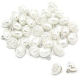 10Mm Rose Flower Pearl Buttons, White Faux Pearl Sewing Buttons, For C