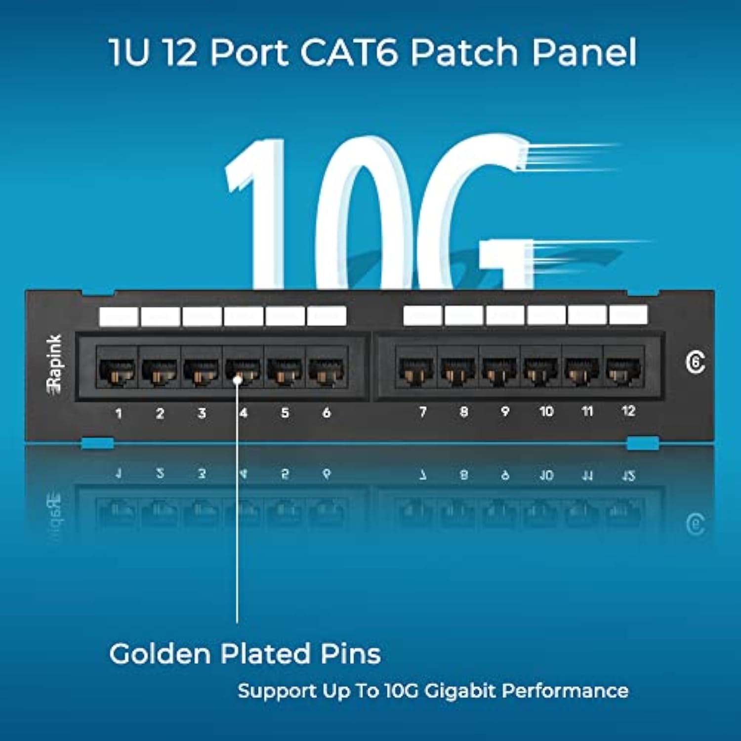 Patch Panel 12 Port Cat6 10G Support, Network Patch Panel Utp 10-Inch, Wallmou