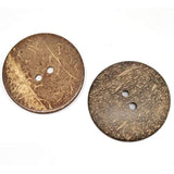 30Pcs 50Mm 2-Hole Big Natural Coconut Buttons Round Sewing Brown Overc