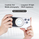 Magnetic Selfie Ring Light Phone Camera Grip Handle with Wireless Bluetooth Remote Control Portable Rechargeable LED Fill Light for Magsafe