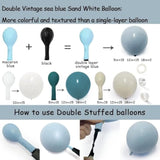 Dusty Blue White Balloon Garland Double Stuffed Slate Fog Blue Balloon