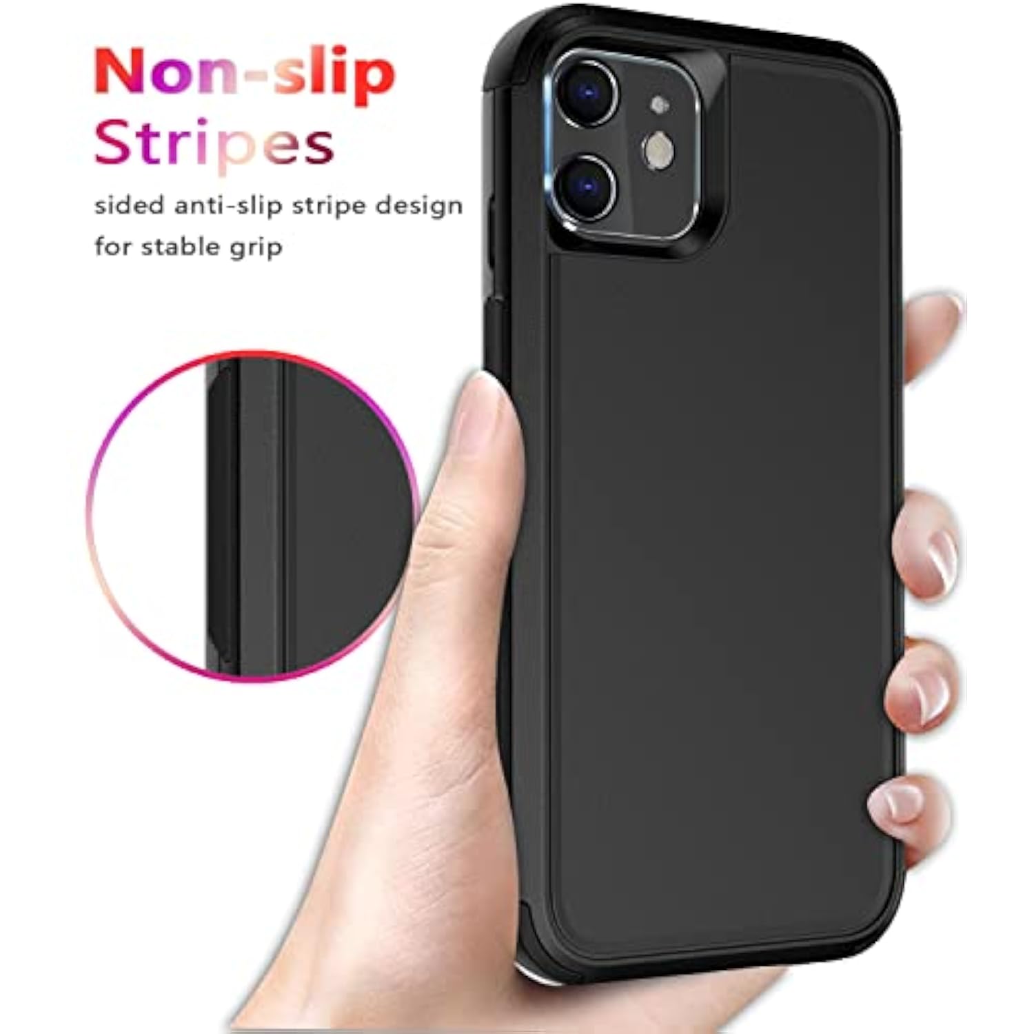For Iphone 11 Case [Shockproof] [Dropproof] [Tempered Glass Screen Protector],Heavy Duty Protection Phone Case Cover For Iphone 11 (Black-3In1)