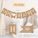 Baby Burlap Banner, Pre-Strung Banner For Baby Shower Decorations, Oh Baby Sign For Backdrop, Neutral Gender Reveal Party, Boy And Girl