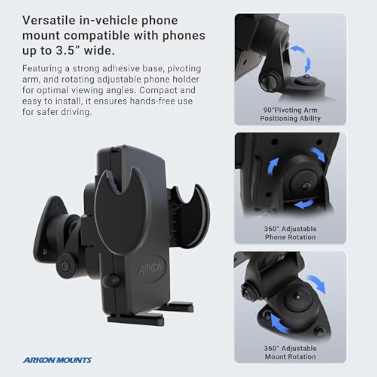 Adhesive Truck & Car Phone Holder, Secure Grip, Easy Install for All Phones