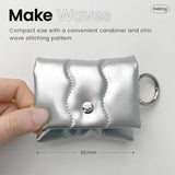 iFace BeBling Wave Soft Earbud Pouch [Vegan Leather, Water-Resistant Cushion Protection, Magnetic Closure,Carabiner Hook,Stylish Compact Case Compatible with AirPods 1/2/3/4,Pro1/2&Galaxy Buds]-Silver