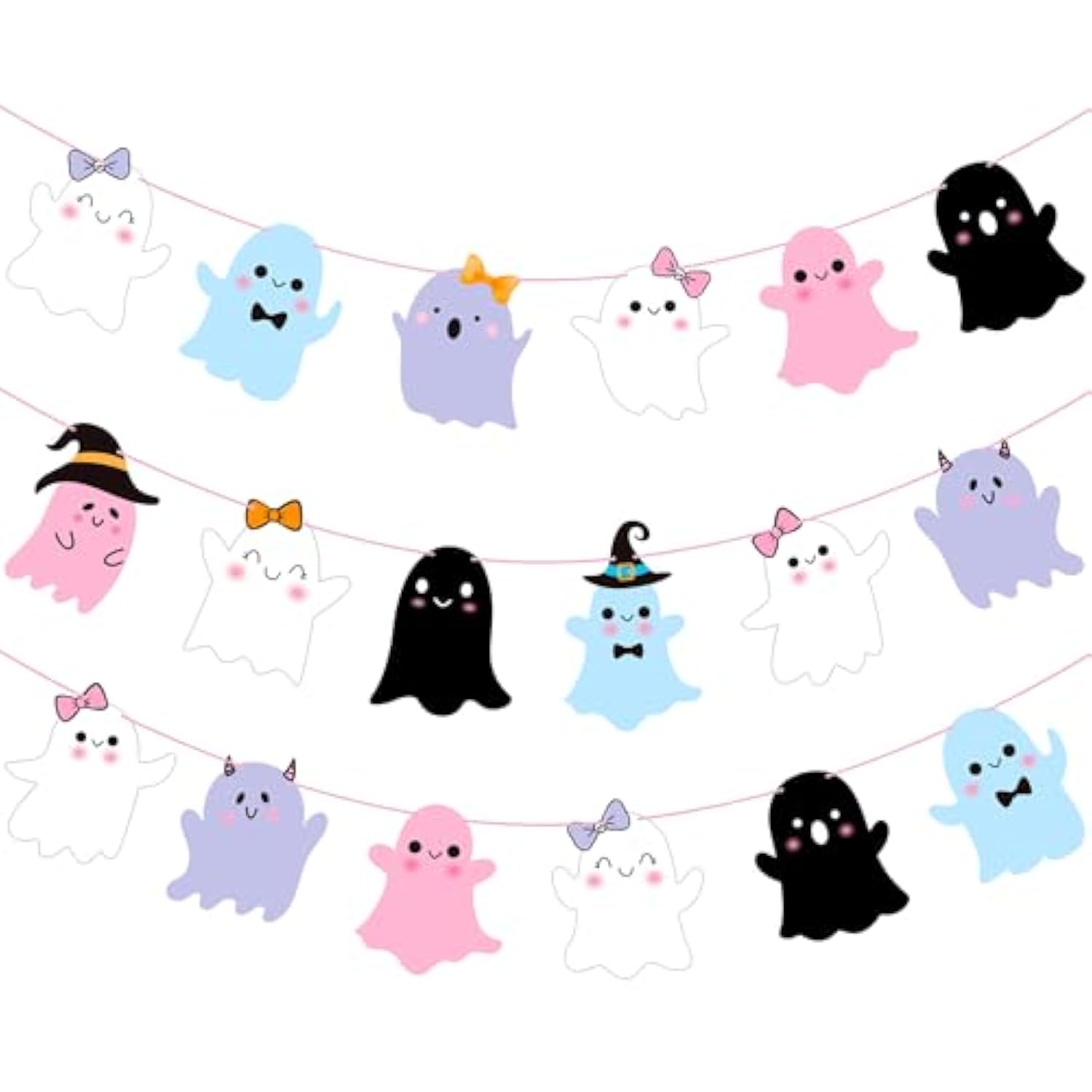 Halloween Ghost Banner 2Pcs Soft Color Double Sided Ghost Party Decorations Kids