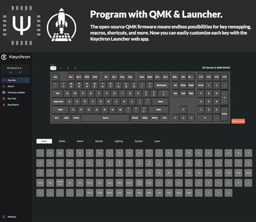 K5 Version 2, Qmk Ultra-Slim 100% Full Size Layout Wireless Mechanical Keyboard, Hot-Swappable 104 Keys Low-Profile Mechanical Brown Switch, Rgb Backlight Wired/Bluetooth For Mac/Windows