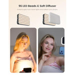 Selfie Light With Soft Diffuser & Built-In Stand – 96 Led Rechargeable Clip Fill Video Conference Light For Phone, Iphone, Ipad, Camera, Laptop, For Makeup, Tiktok, Vlog, And Video Calls