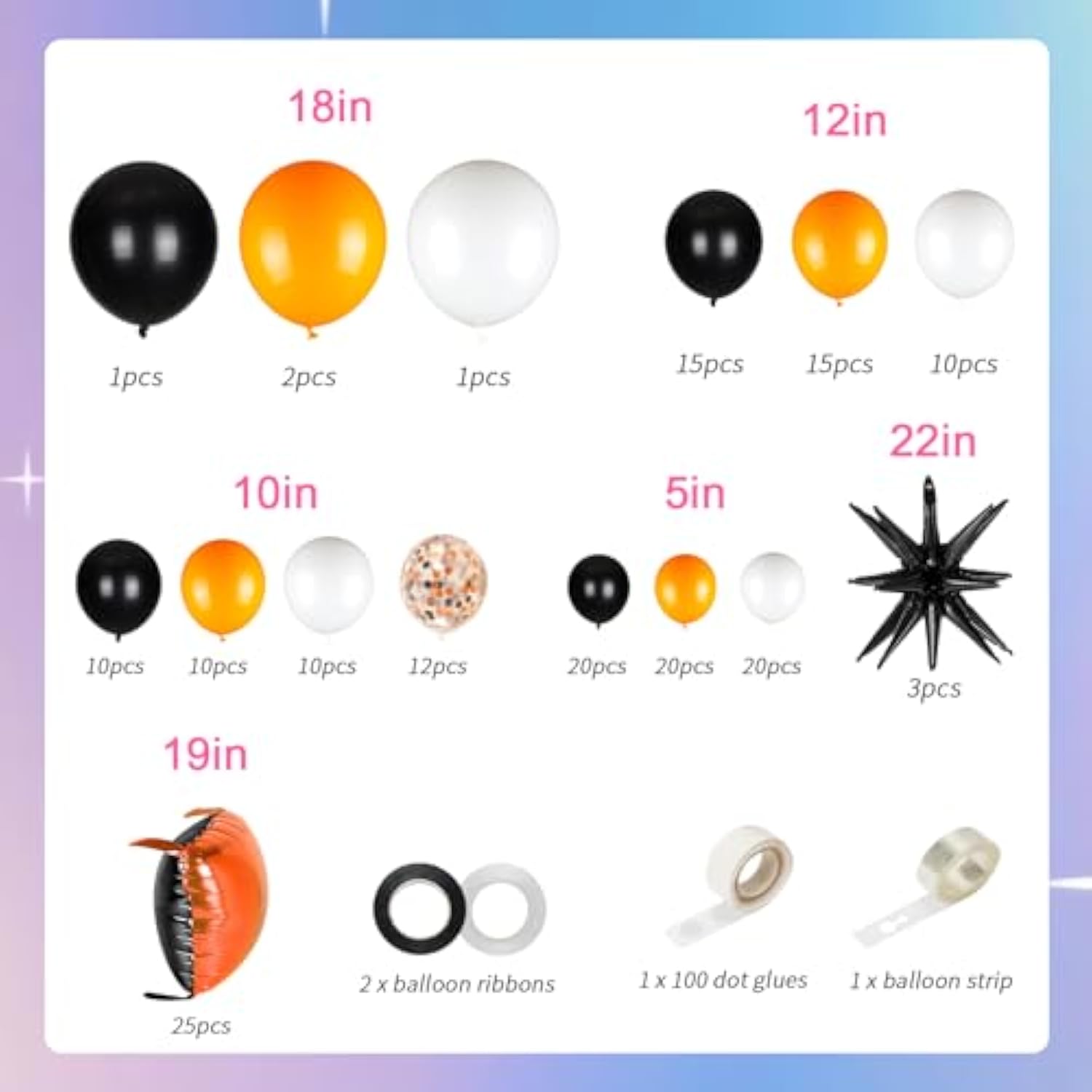 25Pcs Black And Orange Foil Square Balloon Backdrop Wall &149Pcs Black Orange White Balloons Arch, Double Sided Balloon Tunnel For Graduation, Birthday, Halloween Party Decor