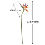 Artificial Flowers Bird Of Paradise 37'' Large Latex Fake Greenery Plants Long Stem Red Plants 2Pcs For Home,Living Room,Bedroom,Dining Table(Red 2Pcs)