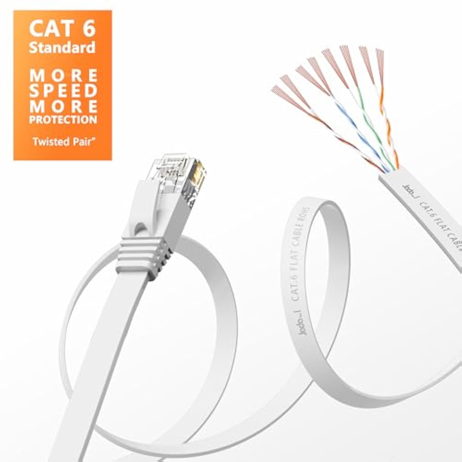 Cat 6 Ethernet Cable 60 Ft, Outdoor&Indoor, 10Gbps Support Cat7 Network, Slim