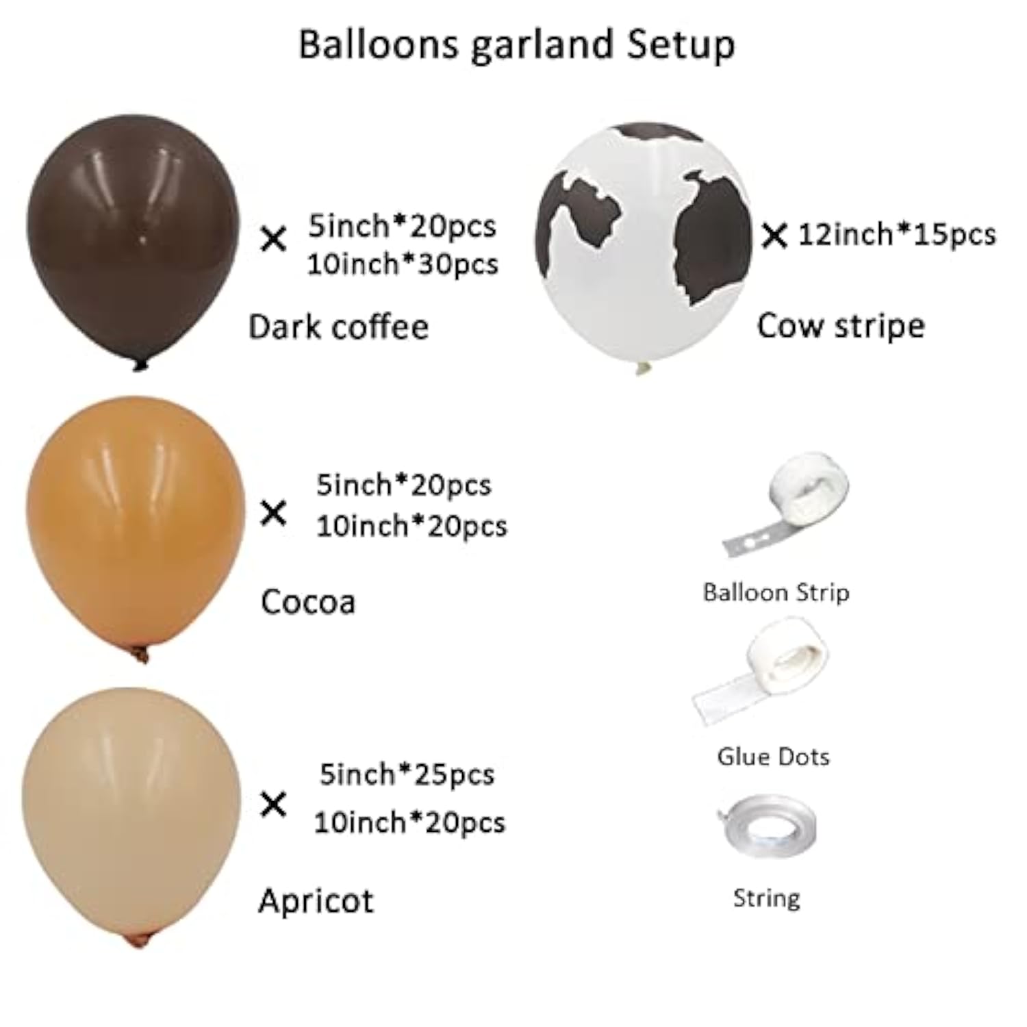 Cow Balloon Garland Arch Kit-150Pcs Brown Apricot Cocoa Cow Pattern Ba