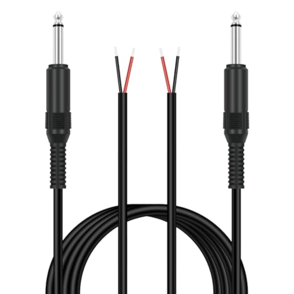 6.35Mm 1/4" To Speaker Wire Adapter, 2-Pack 6Ft 6.3Mm Ts Mono Male Plug To Bare Wire Pigtail Connector Repair 6.35Mm Jack Audio Cable For Microphone Speaker Electric Guitar Bass Keyboard Amplifier