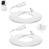 Smays 10 ft Cable for WYZE Cam Pan v3 Camera, Long Micro USB Flat Power Cord, 90 Degree 2-Pack, White