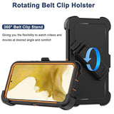 For Samsung Galaxy S22 Case With Belt Clip Holster, 2X Screen Protector, [Military Grade Protection] Heavy Duty Full Body Shockproof Dust-Proof Rugged Protective Cover For Samsung S22 5G Orange