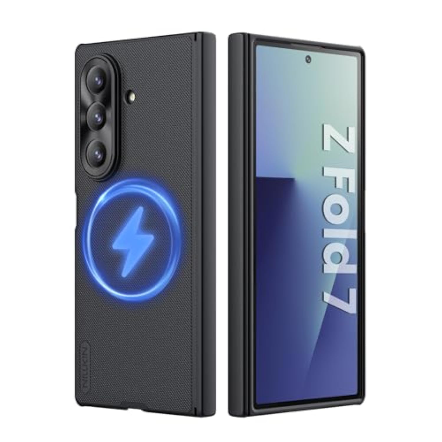 Samsung Galaxy Z Fold 7 Magnetic Case with Hinge Protection, Compatible with Magsafe, Frosted Shield Protective Case for Galaxy Z Fold 7 5G (Black)