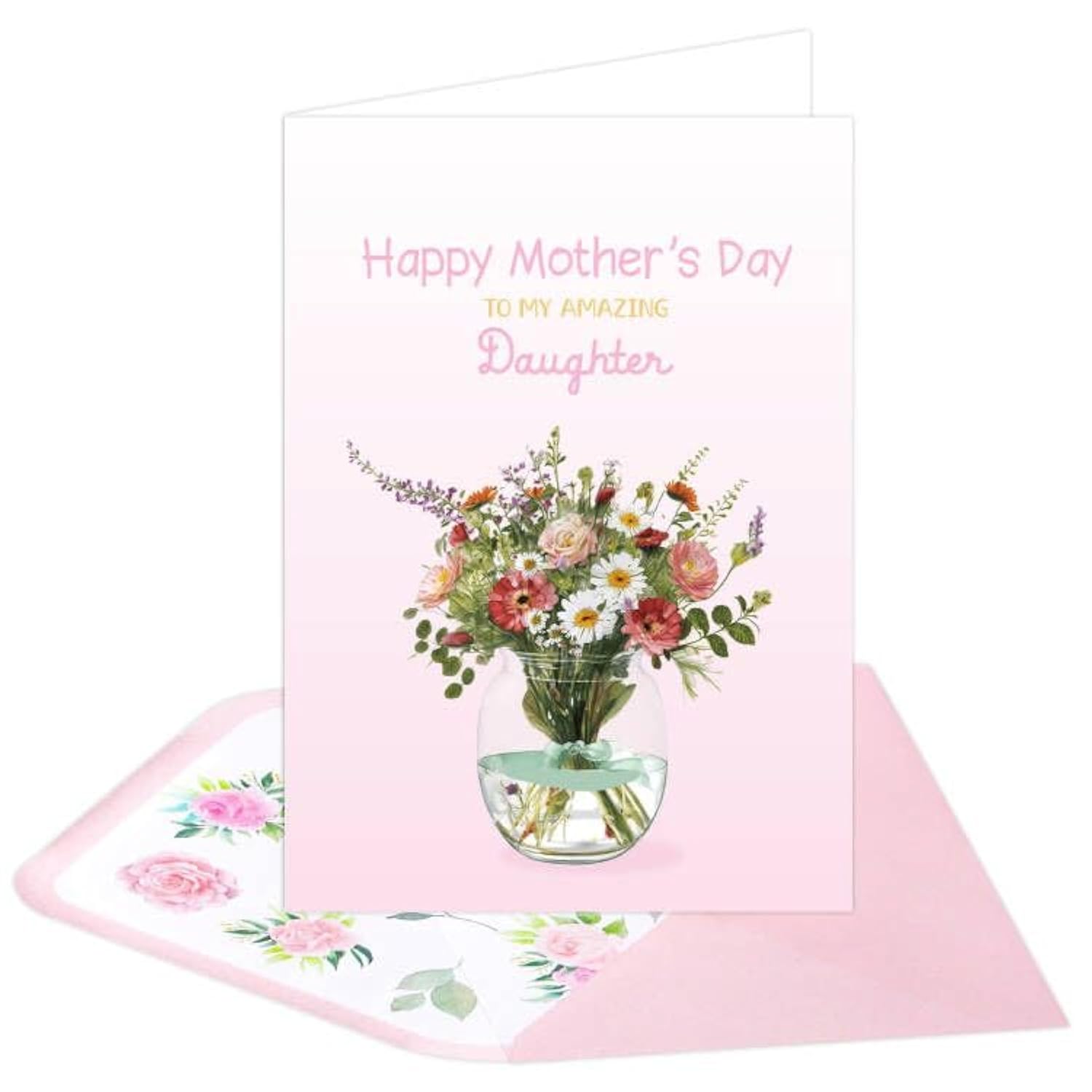 Happy Mother'S Day Card For Daughter Mothers Day Card To Daughter From Mom Mother 1 Pcs Message Inside 5X7 Inch With Envelope Happy Mothers Day Gift Gifts