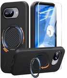 for Google Pixel 10A Case with Ring Holder Stand Kickstand, Dual Layer Shockproof Protective Cover with Screen Protector, Magnetic Accessory Friendly