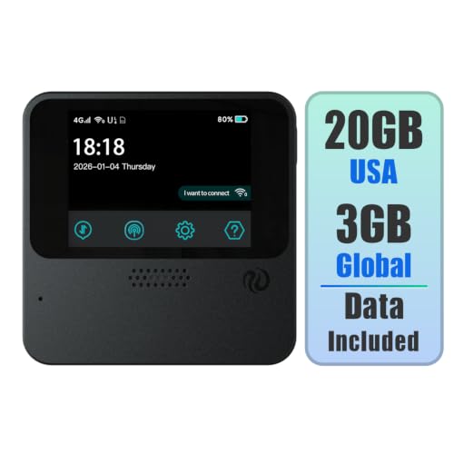 Portable Wifi Hotspot For Travel, 4G Lte Mobile Hotspot In 150+ Countries, 10-Device Pocket Wifi Router, 5000Mah Battery/No Contract, 20Gb Us+3Gb Global (30 Days) For Business, Trips, Outdoors