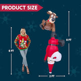 8 Ft Hanging Christmas Inflatables Decoration, Christmas Inflatable Reindeer And Climbing Santa, Blow Up Santa With Buil