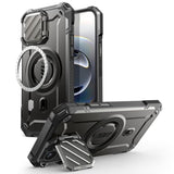 SUPCASE for iPhone 16e/15/14/13 Case with Camera Cover Stand (UBMag XT), [Compatible with MagSafe] [Built-in Kickstand] [Military-Grade Protection] Heavy Duty Magnetic Case for iPhone 16e 6.1", Black