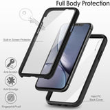 Jetech Case For Xr 6.1-Inch With Built-In Anti-Scratch Screen Protector, 360 Degree Full Body Rugged Phone Cover Clear-Back (Black)