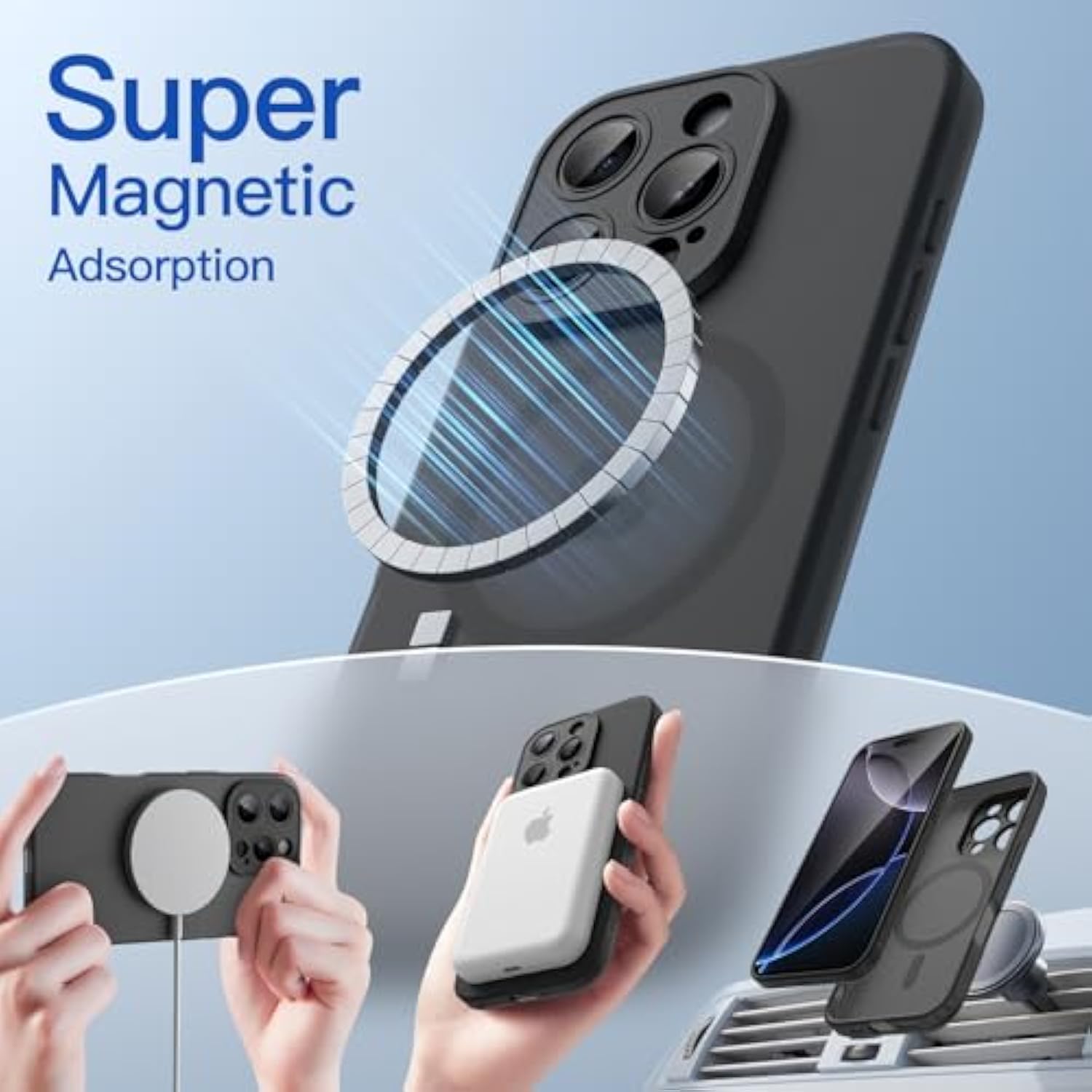 JETech Matte Case for iPhone 16 Pro Max 6.9-Inch Compatible with MagSafe, Non-Yellowing and Anti-Fingerprint, Shockproof Translucent Frosted TPU Soft Phone Cover (Black Titanium)