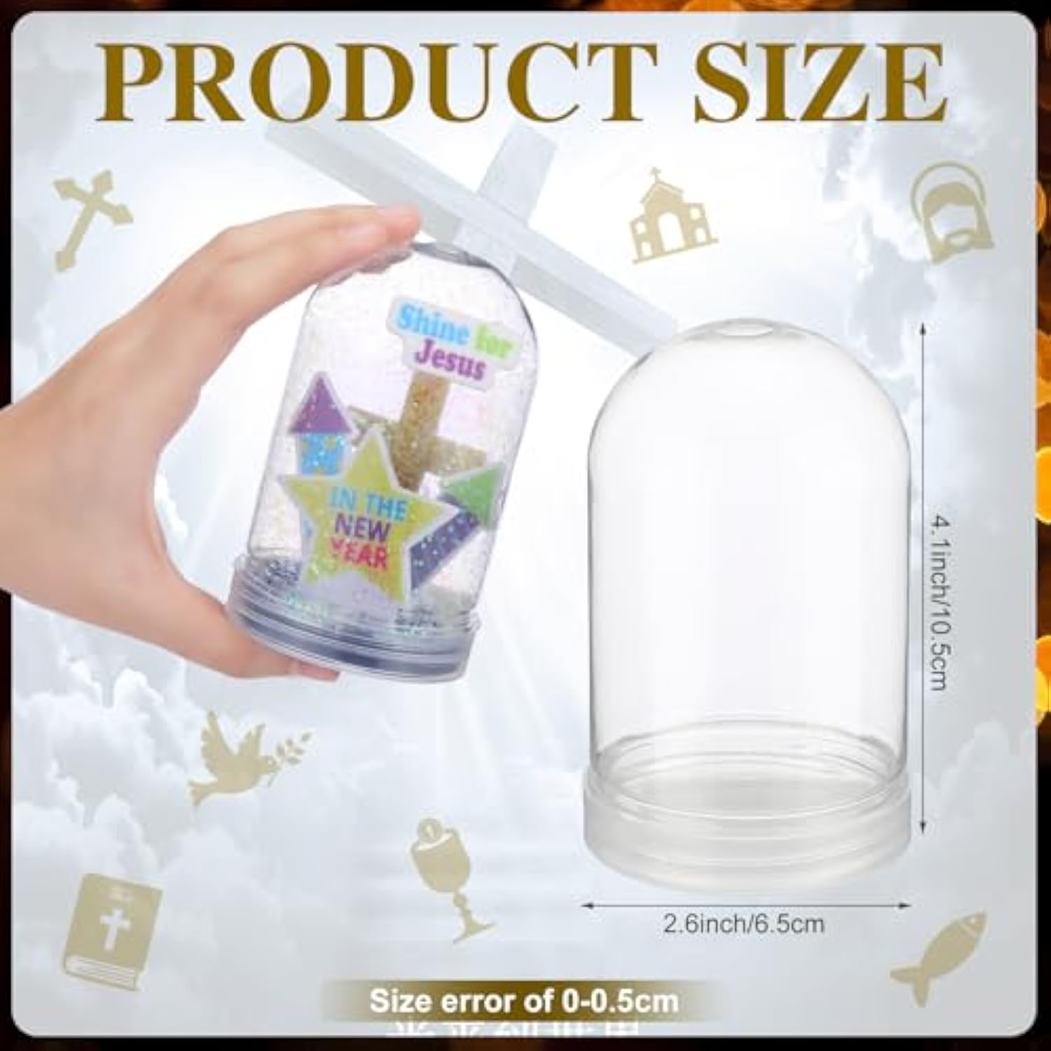 12 Sets Religious New Year'S Snow Globe Craft Kits Shine For Jesus In The New Year Diy Plastic Glitter Snow Globe Kit For Kids Sunday School Party Supplies