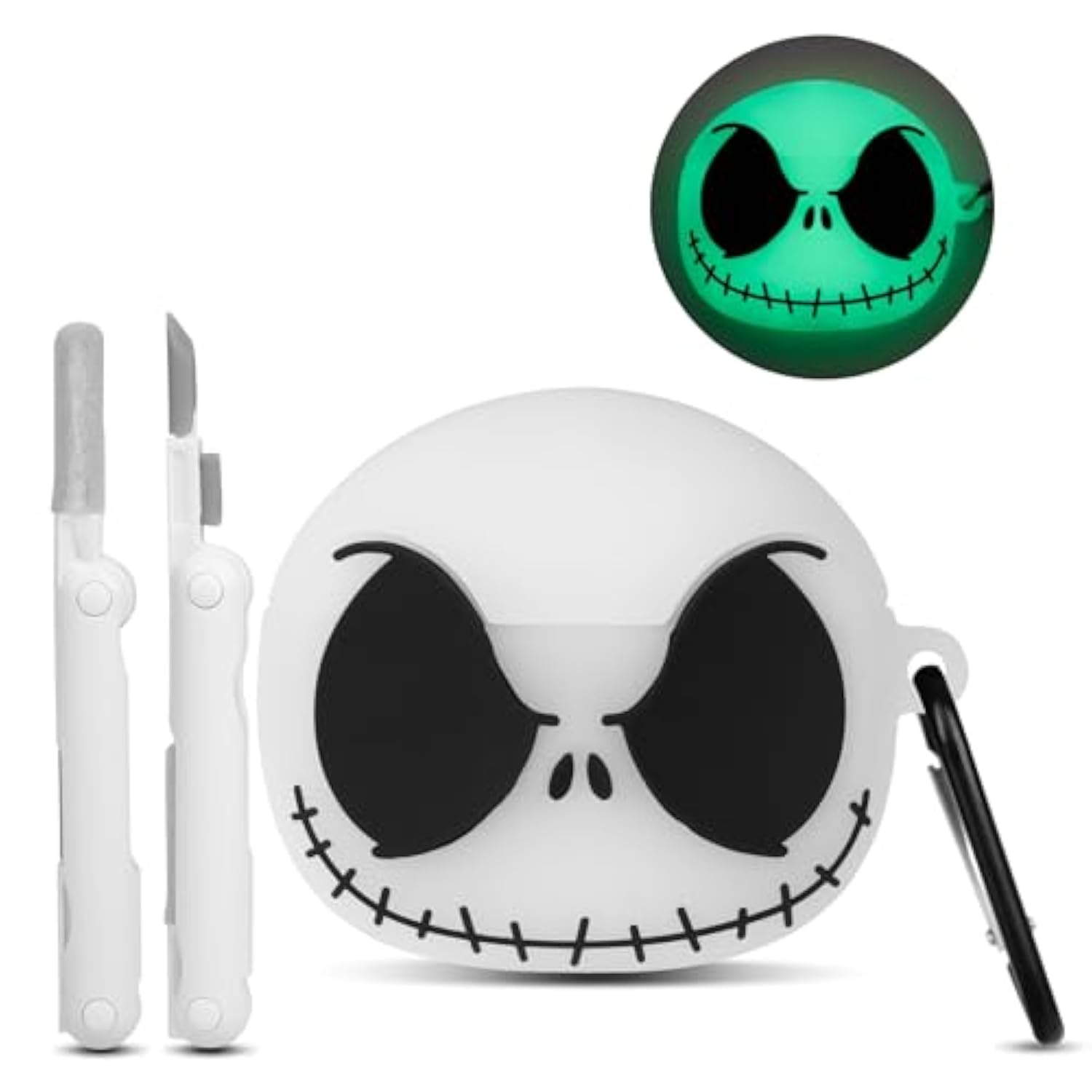 Compatible With Apple Airpods 4Th Generation Case 2024 Cover With Cleaner Kit, [Glow In The Dark] 3D Skull Airpod 4 Case Soft Silicone Protective Skin Skull Cases For Airpod 4 Gen For Women Men