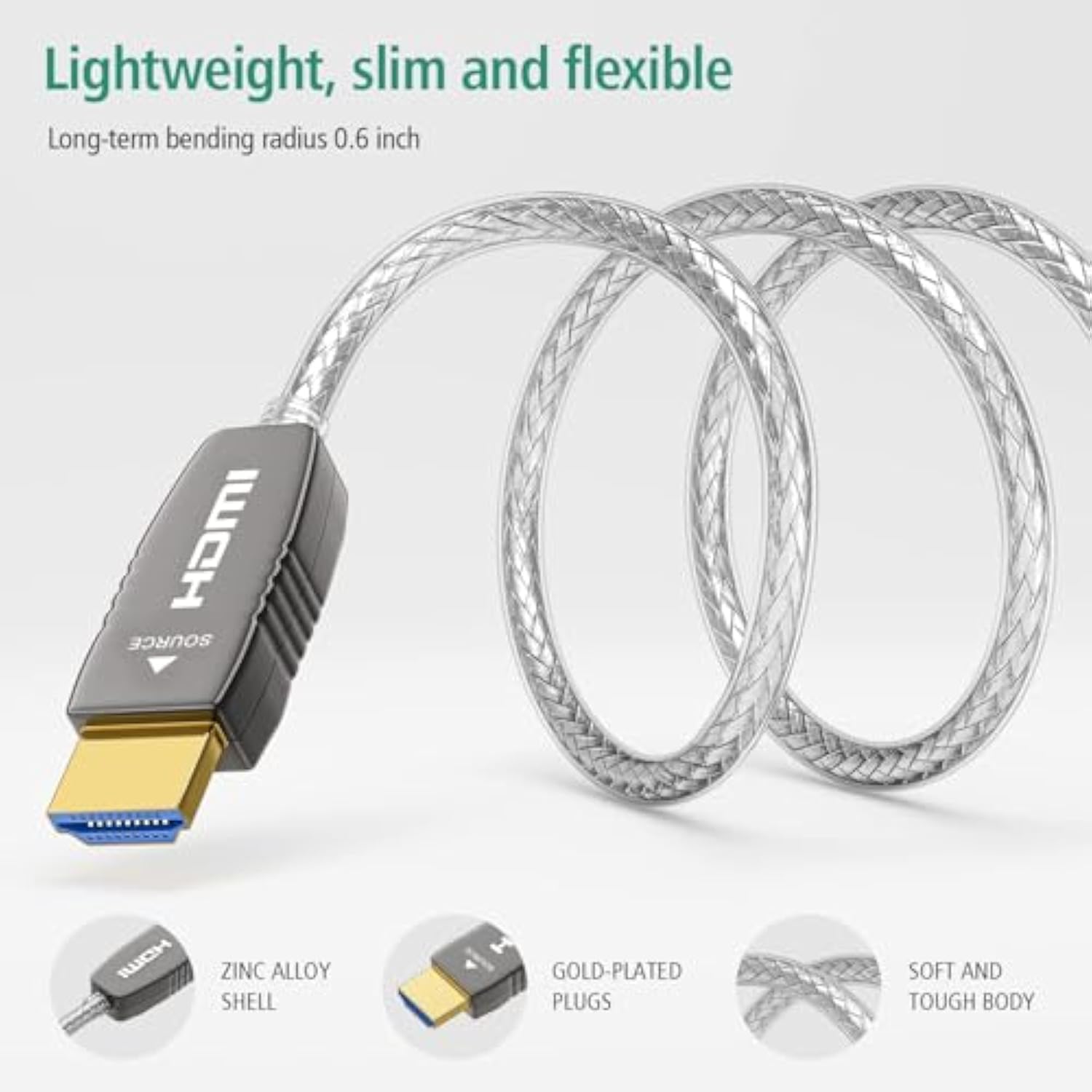 Crystal 8K Hdmi Ultra High Speed Latest 2.1B Certified Fiber Optic Cable 25 Fe