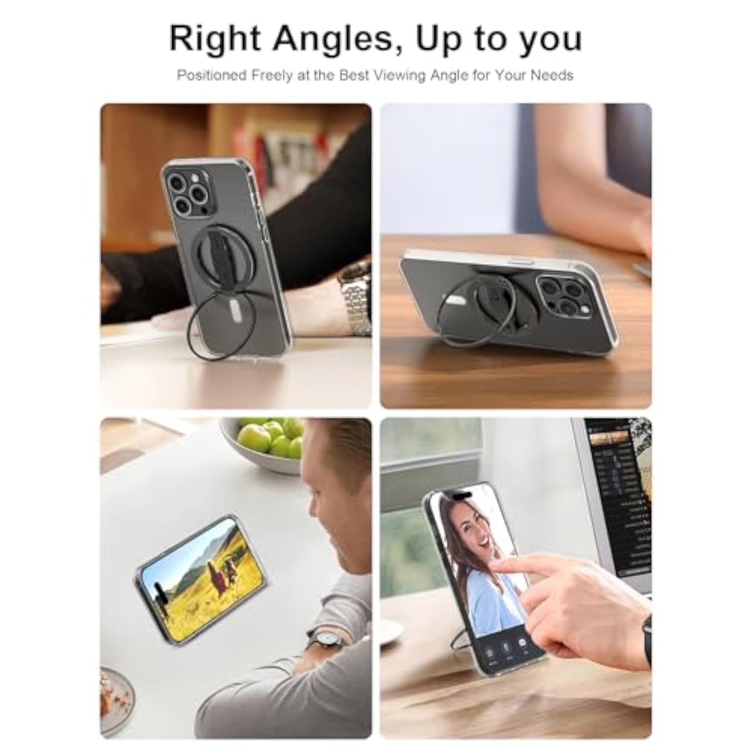 MagOne 2nd Gen MagSafe Grip Stand with Replaceable Silicone Strap, iPhone 15/14/13