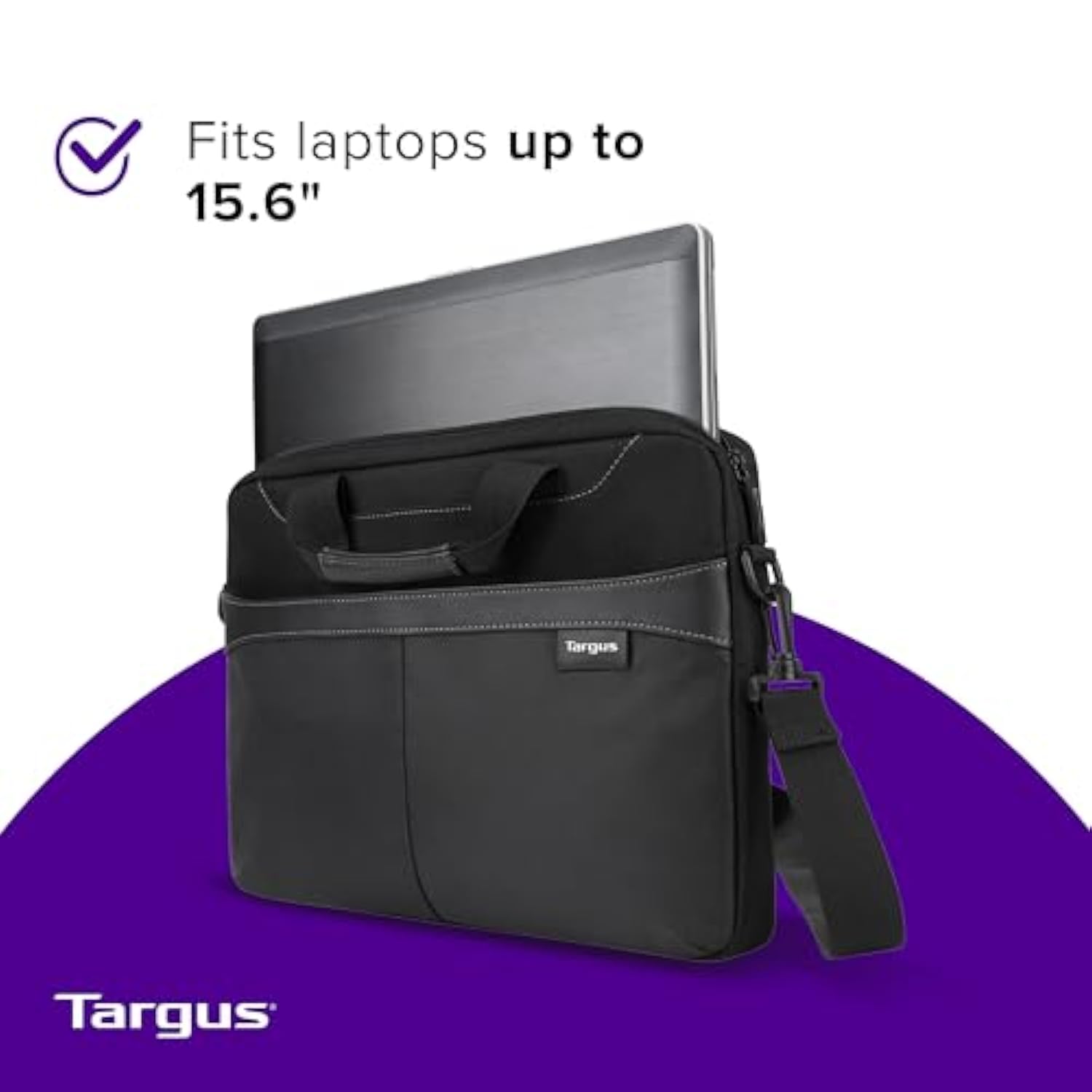 Targus Laptop Slim Briefcase for Laptops up to 15.6-inches Over-the-shoulder Case for Dell HP Lenovo Apple and Microsoft Laptops Black (TSS898)