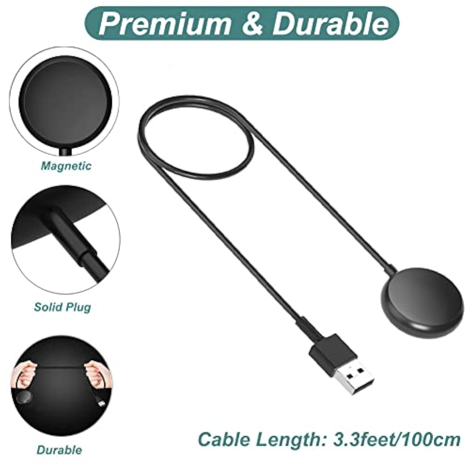 Charger For Google Pixel Watch, Repalcement Usb-A Charging Cable With 3.3Ft Cord For Google Pixel Watch (Black)