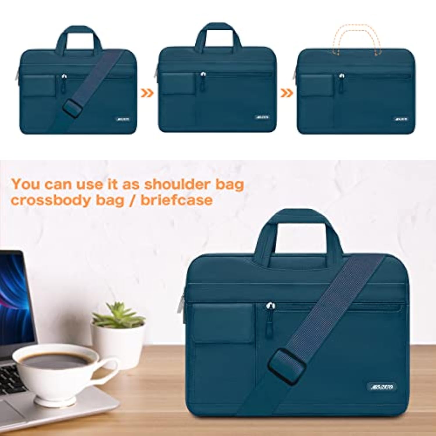 MOSISO Laptop Shoulder Bag Compatible with MacBook Pro 16 inch 2023-2019 M3 A2991 M2 A2780 M1 A2485 A2141/Pro 15 A1398,15-15.6 inch Notebook,Polyester Flapover Briefcase Sleeve Case, Deep Teal
