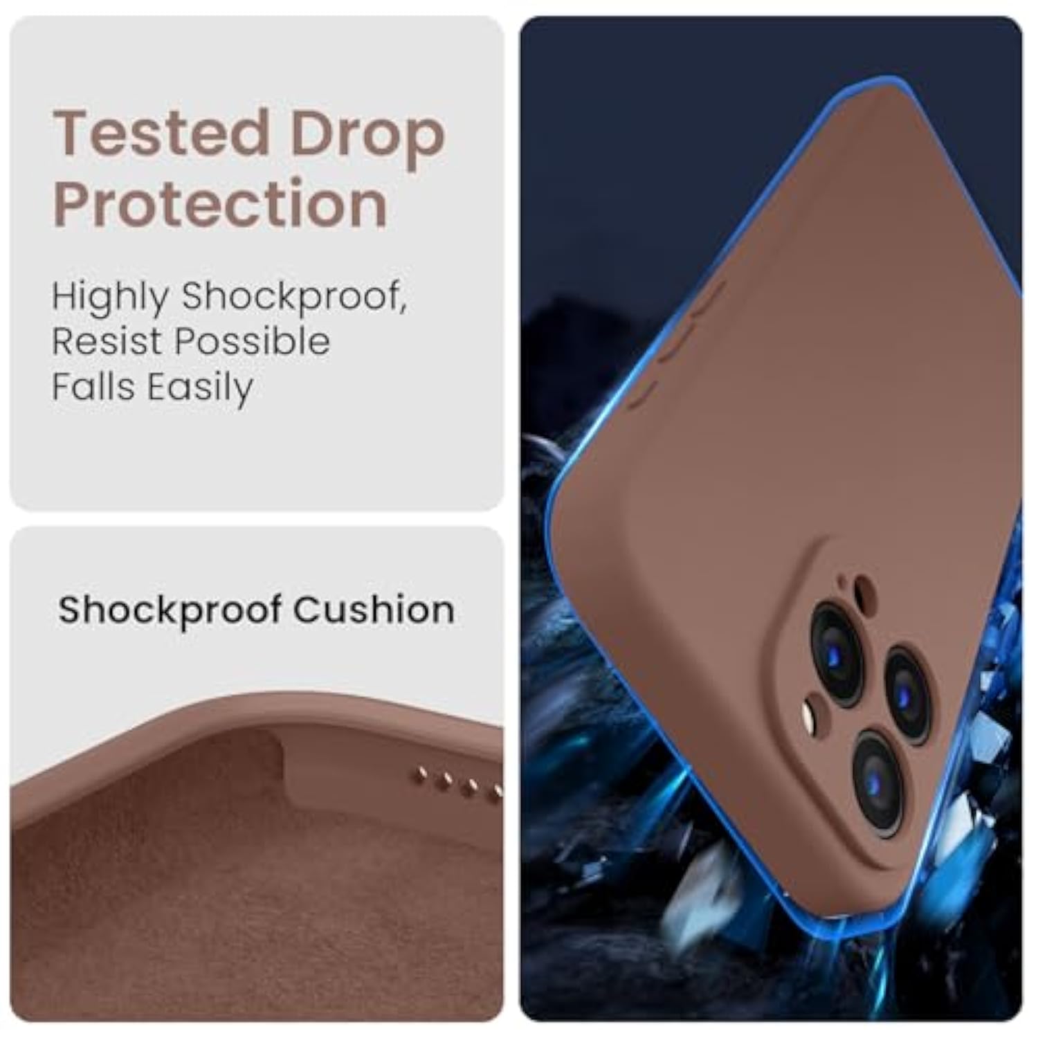 Designed For 16 Pro Max Case, Silicone Upgraded [Camera Protection] Phone Case With [2 Screen Protectors], Soft Anti-Scratch Microfiber Lining Inside, 2024, Light Brown