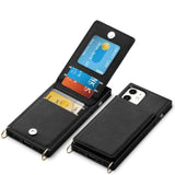 For Iphone 11 Case Wallet Card Holder Leather Pu Flip Cover Folio Lanyard Crossbody Strap Women Girl Magnetic Clasp Kickstand Heavy Duty Protective Bumper Armor For Iphone 11 Black