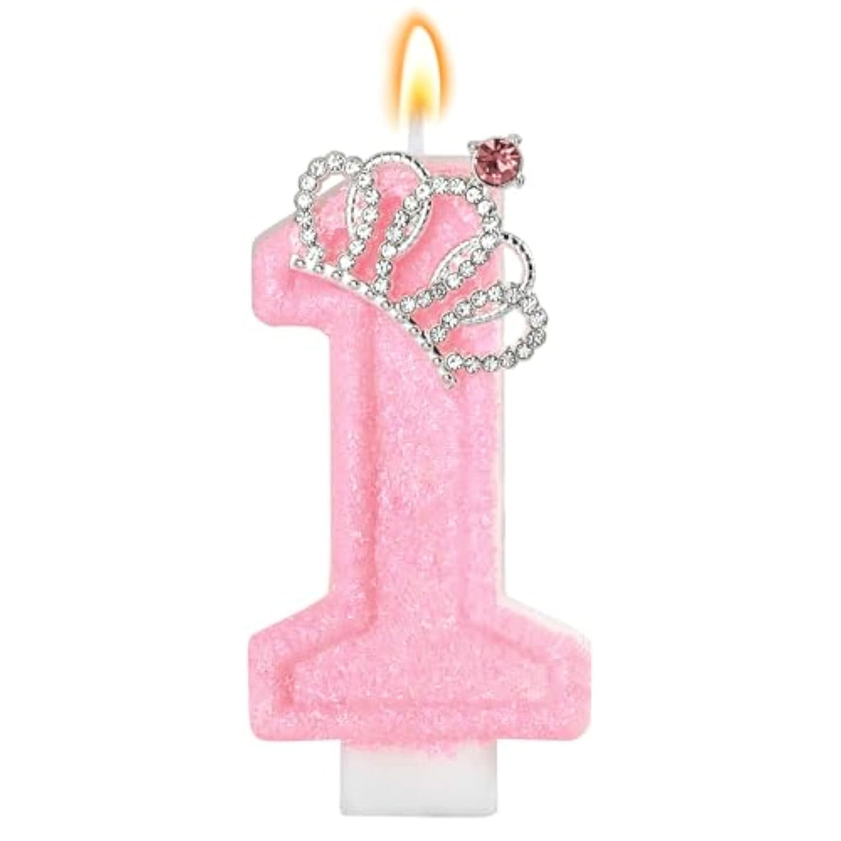 Pink Birthday Candle Crown Number 1 Candles 1St Cake Candle,Pink Birthday Cake Topper Cupcake Decorations Party Decor For Girls And Women Anniversary Celebrations Supplies Favors