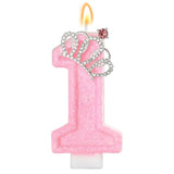 Pink Birthday Candle Crown Number 1 Candles 1St Cake Candle,Pink Birthday Cake Topper Cupcake Decorations Party Decor For Girls And Women Anniversary Celebrations Supplies Favors