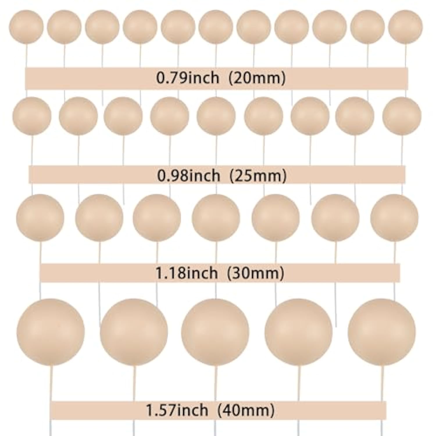 30Pcs Ball Cupcake Toppers Balls Cake Toppes Foam Balls Picks Diy Mini Balloon Cake Topper For Baby Shower Birthday Favor Wedding Anniversary Party Cake Decorations Supplies Khaki